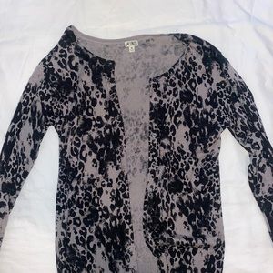 14th and Union Cheetah Animal Print Button Up Sweater